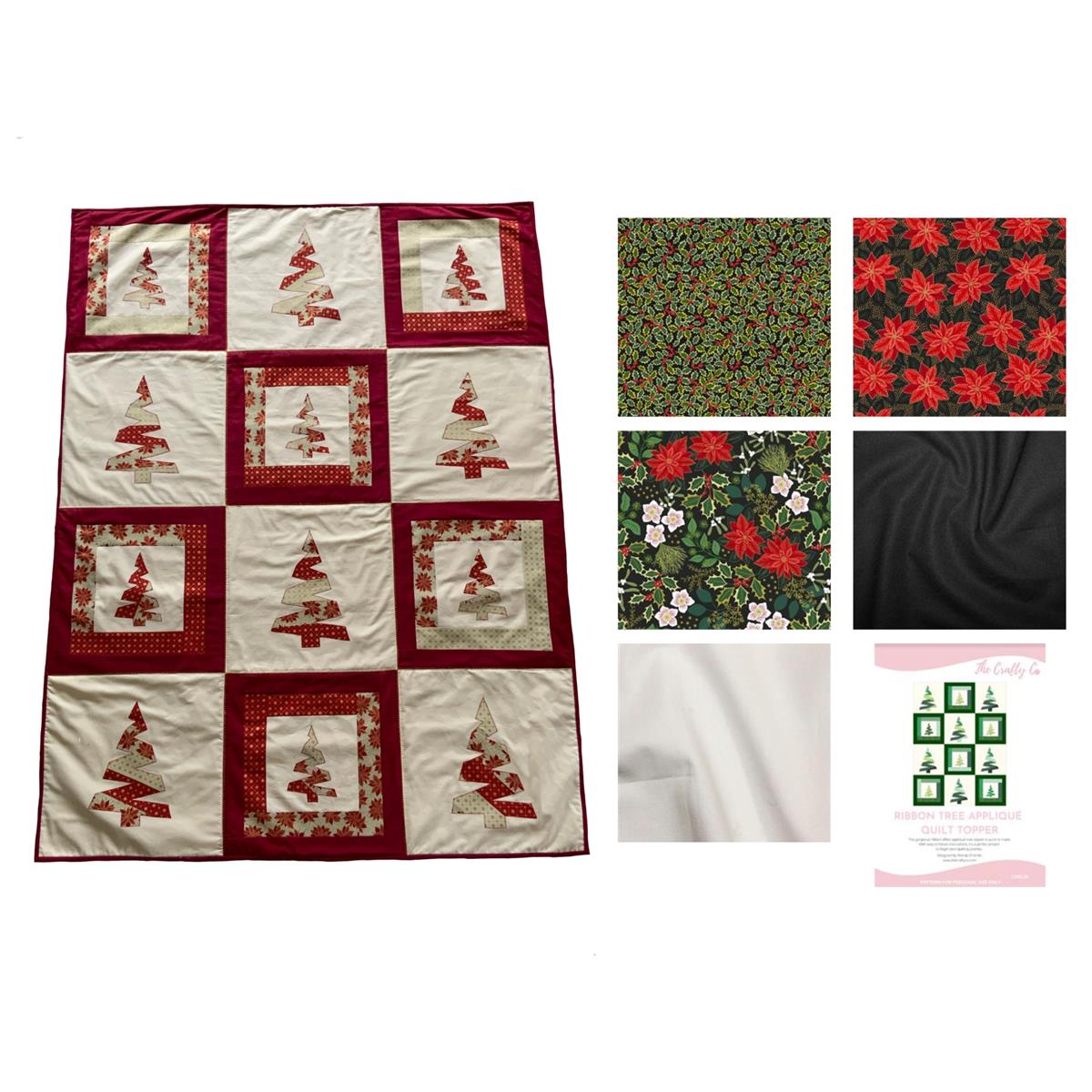 The Crafty Co Yuletide Black Ribbon Tree Quilt Kit Instructions