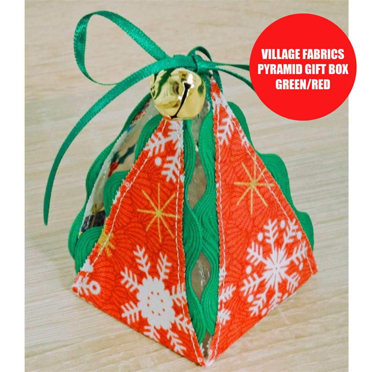 Village Fabrics Pyramid Gift Box Green/Red SewingStreet