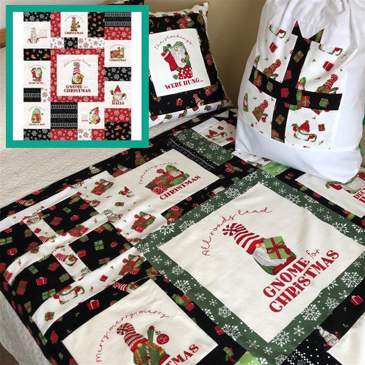 Delphine Brooks Red Gnome for Christmas Quilt Kit: Instructions, Fabric ...