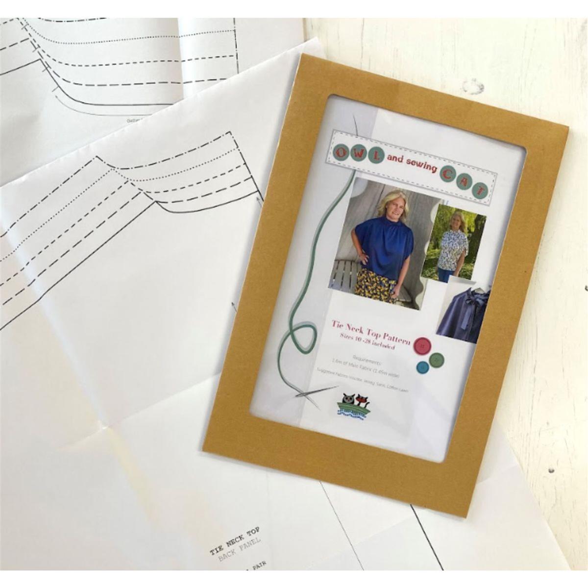 Owl & Sewing Cat Tie Neck Top Pattern SewingStreet