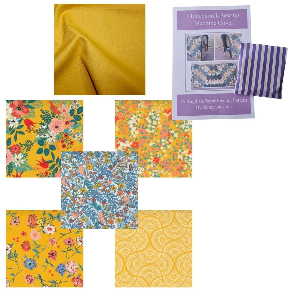 Jenny Jacksons Yellow Moda Lady Bird EPP Sewing Machine Cover Kit Pattern plus Pieces