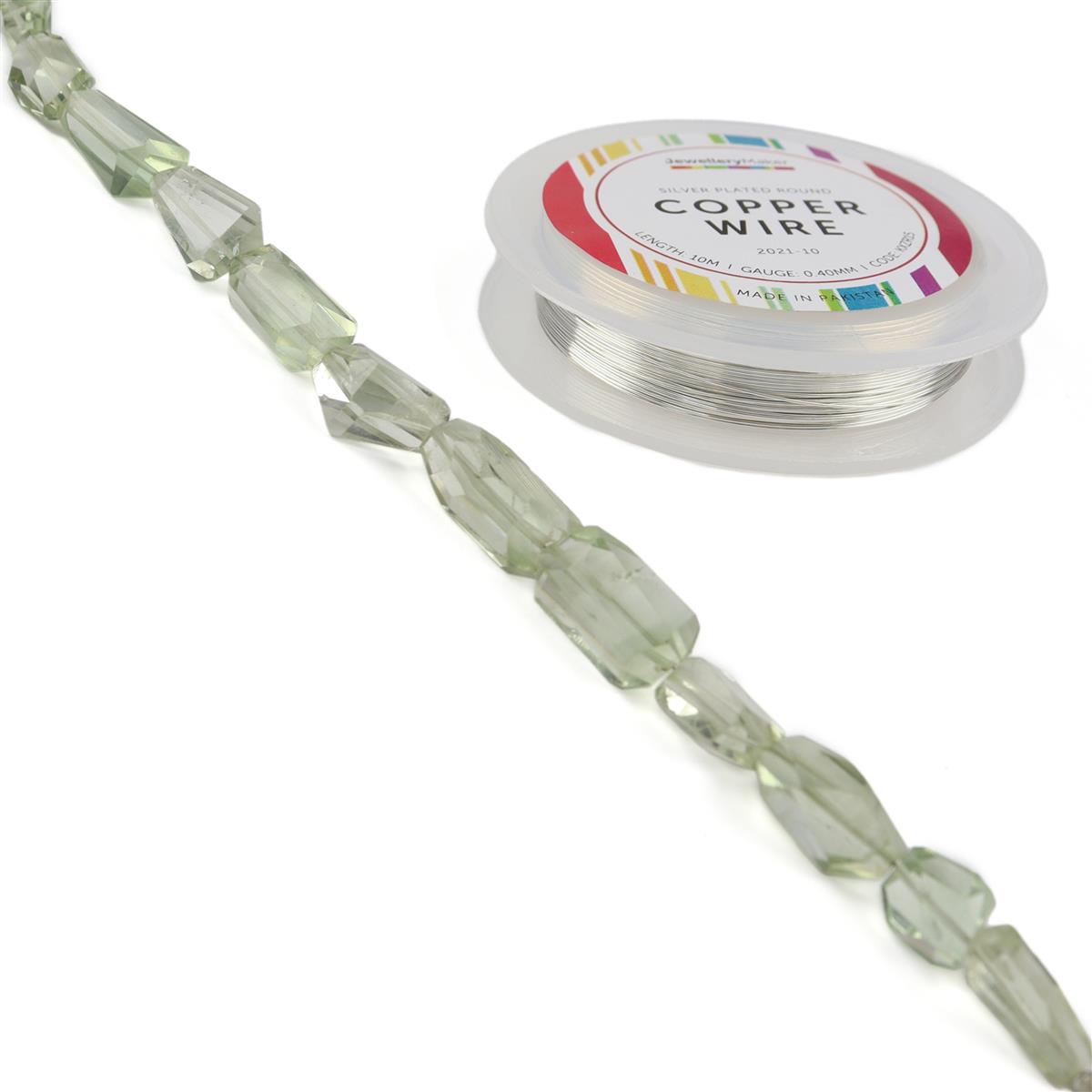 Amethyst Tumbles 16cm Strand Green Amethyst Tumble & Silver Plated