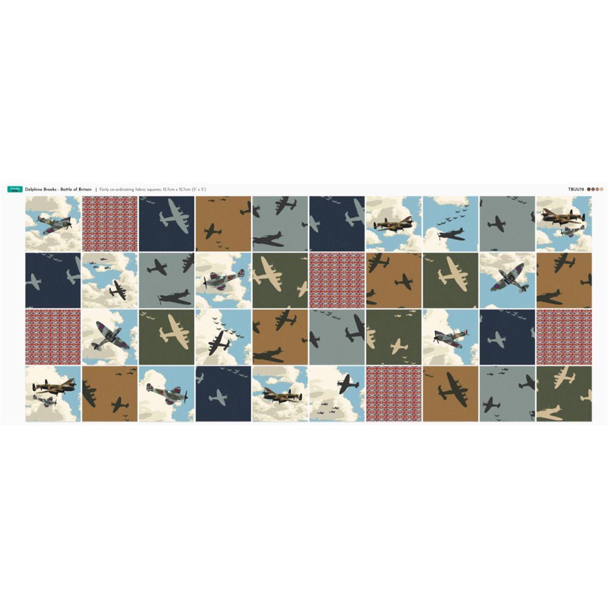 Delphine Brooks' Battle of Britain 40 Squares Fabric Panel (140 x 63cm ...