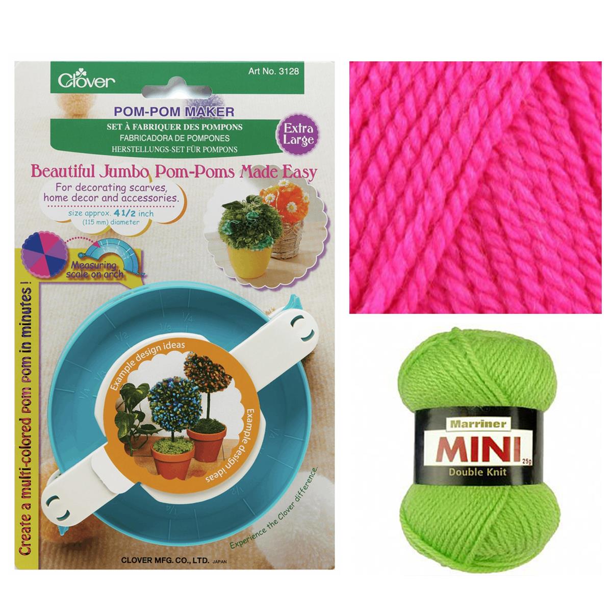 Clover extra large pom pom maker 2 x 25g yarns sewingstreet