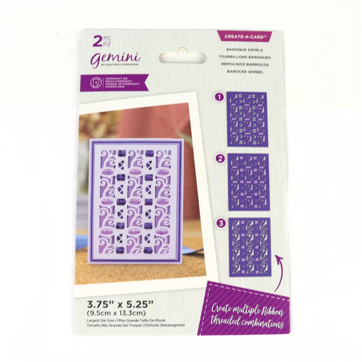 Gemini CreateACard Ribbon Threading Dies Baroque Swirls 2PC