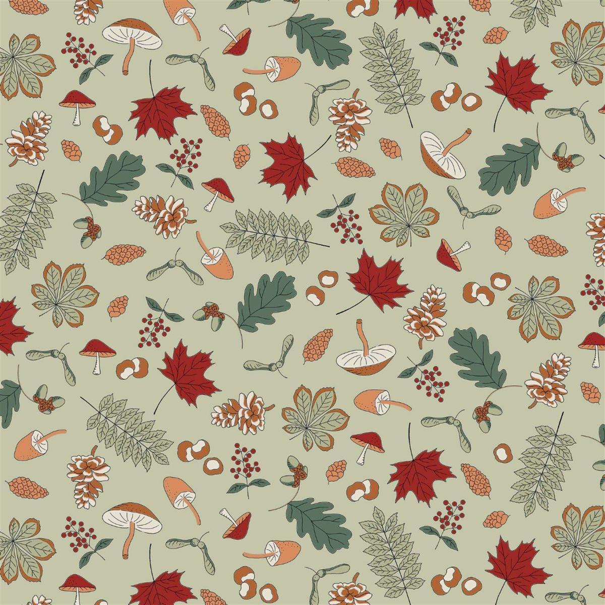 Liberty Woodland Walk Woodland Forage Sage Fabric 0.5m | SewingStreet