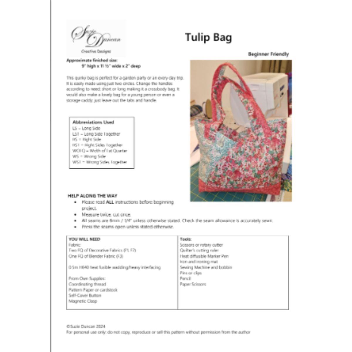 Suzie Duncan's Tulip Bag Instructions | SewingStreet