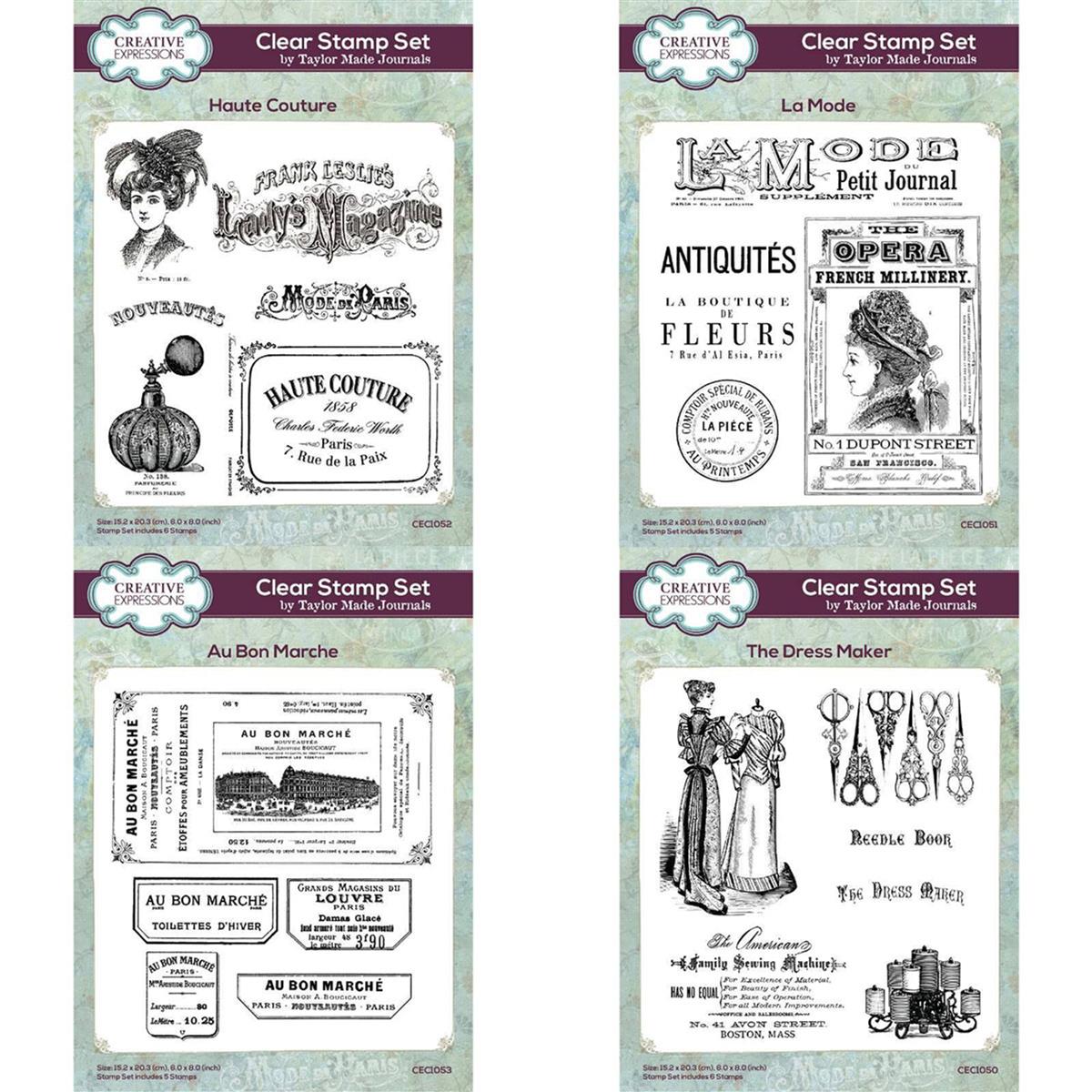 New Creative Expressions Taylor Made Journals Clear Stamp Sets - Bundle 