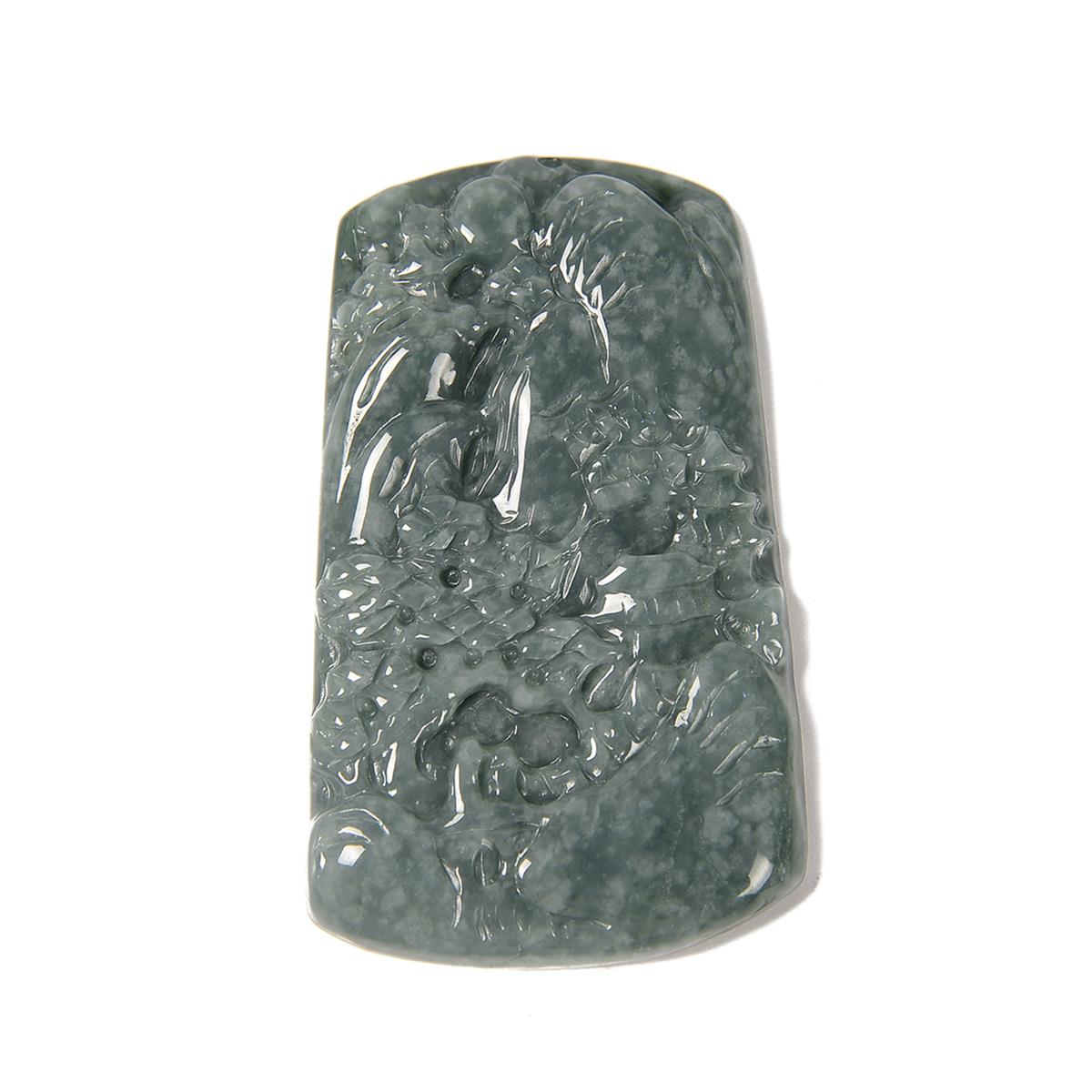 220cts Type A Olmec Blue Jadeite Landscape Pendant (with different ...