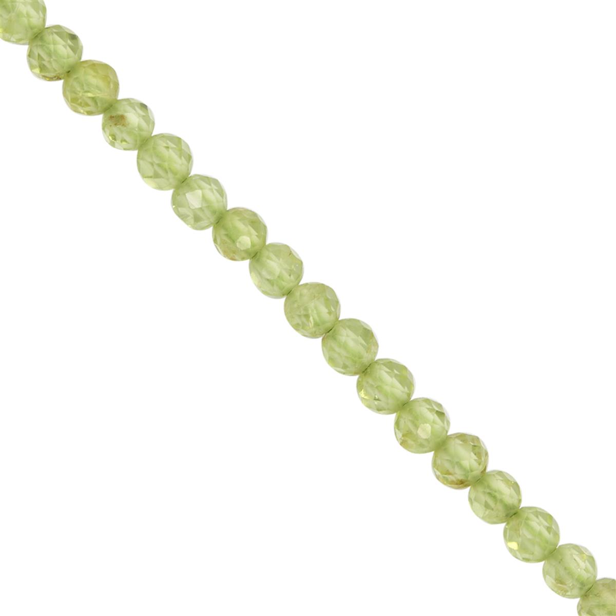 20cts Natural Peridot Gemstone Faceted Rounds Approx 3mm, 31cm Strand ...