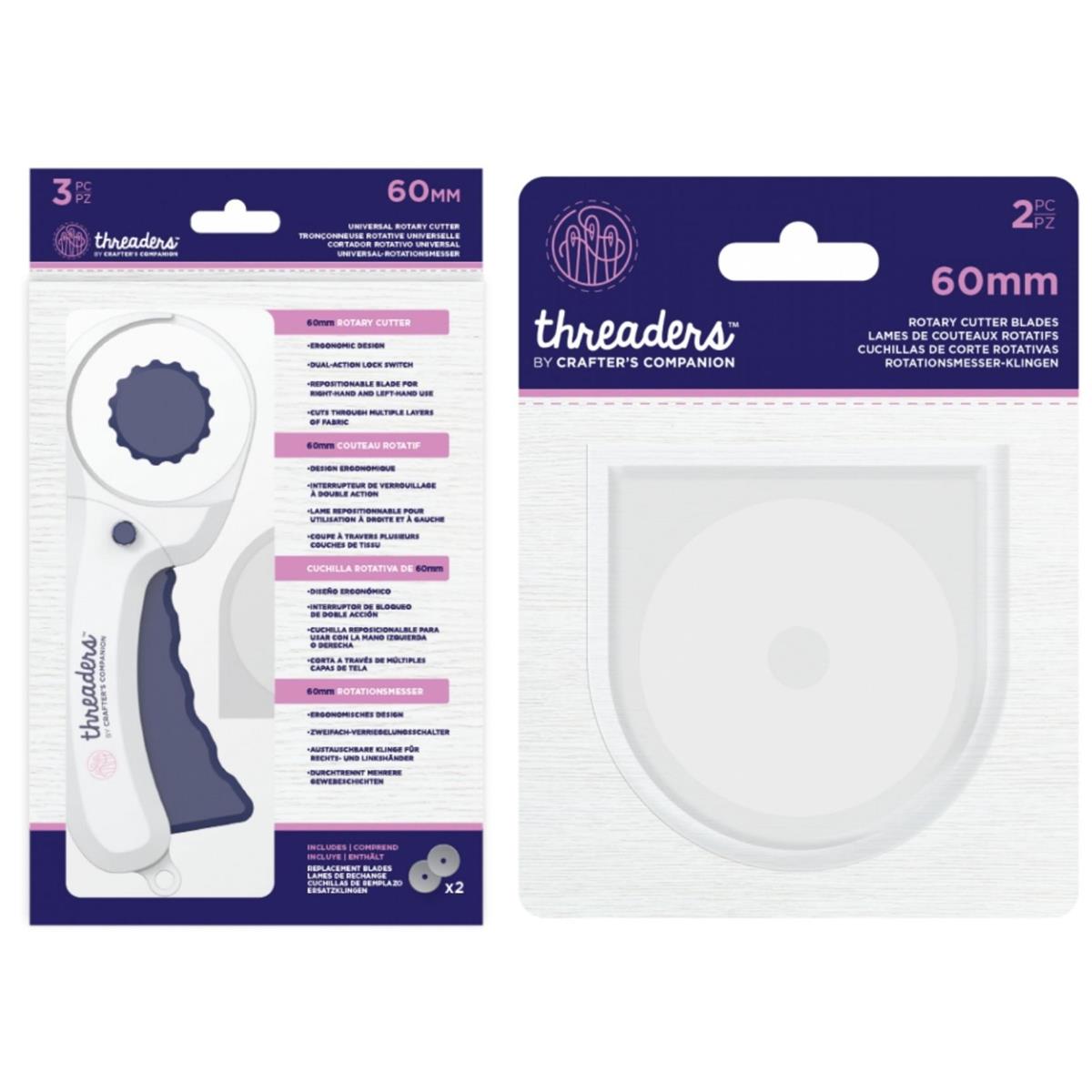 Threaders Universal 60mm Rotary Cutter with Free Replacement Blades
