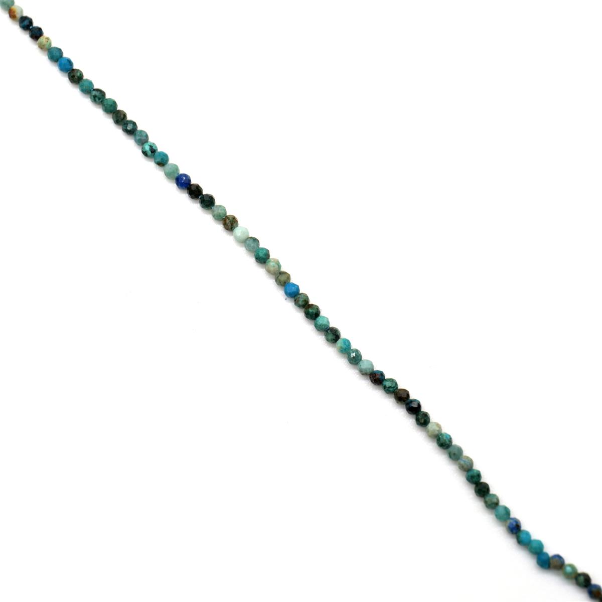 11cts Chrysocolla Faceted Seed Beads Approx 2mm, 38cm JewelleryMaker