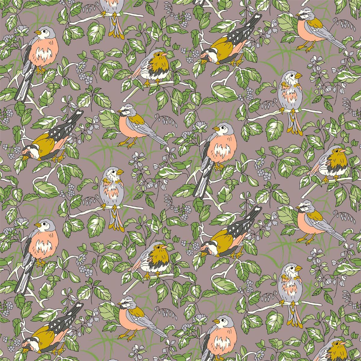 Liberty Woodland Walk Hedgerow Chorus Grey Fabric 0.5m | SewingStreet