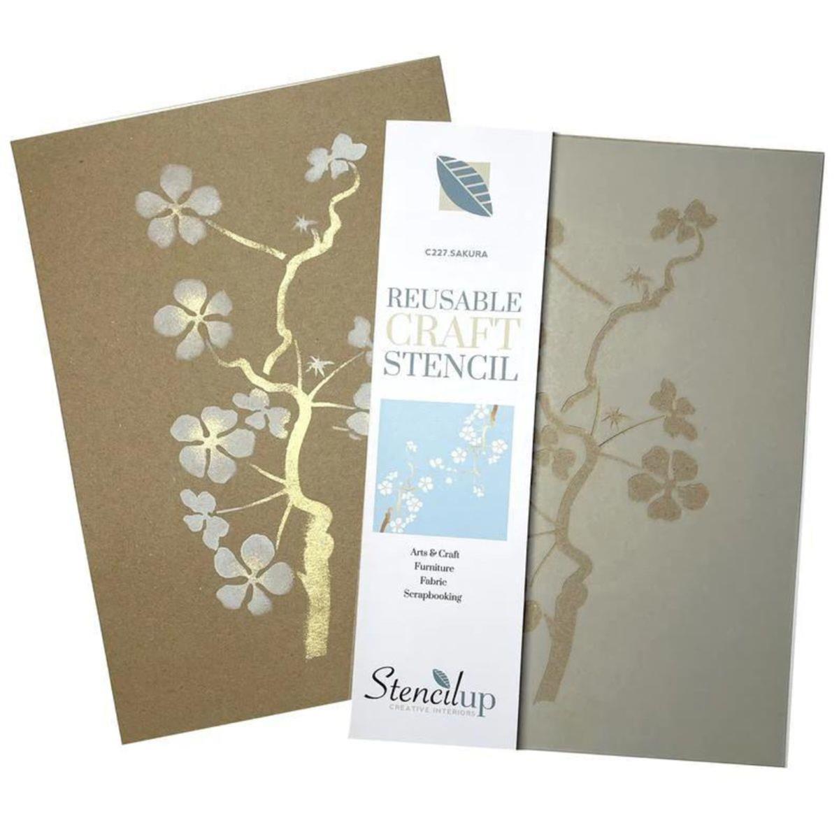StencilUp Sakura Floral Motif A4 AdhesiveBacked Stencil SewingStreet