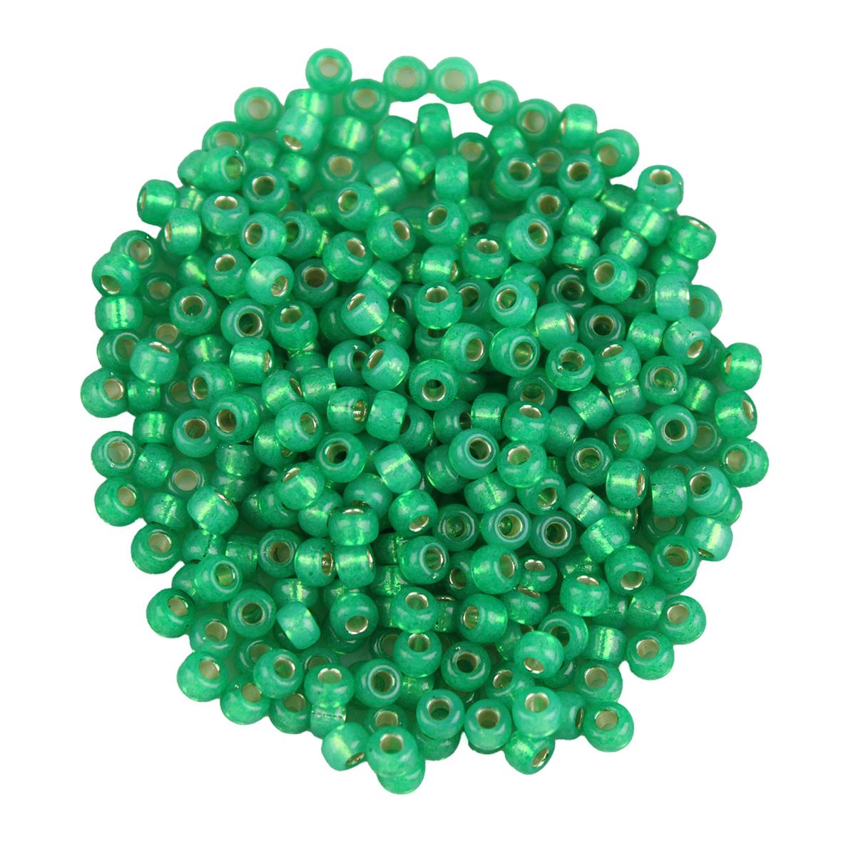 Miyuki Dyed Green Silver Lined Alabaster Seed Beads 8/0