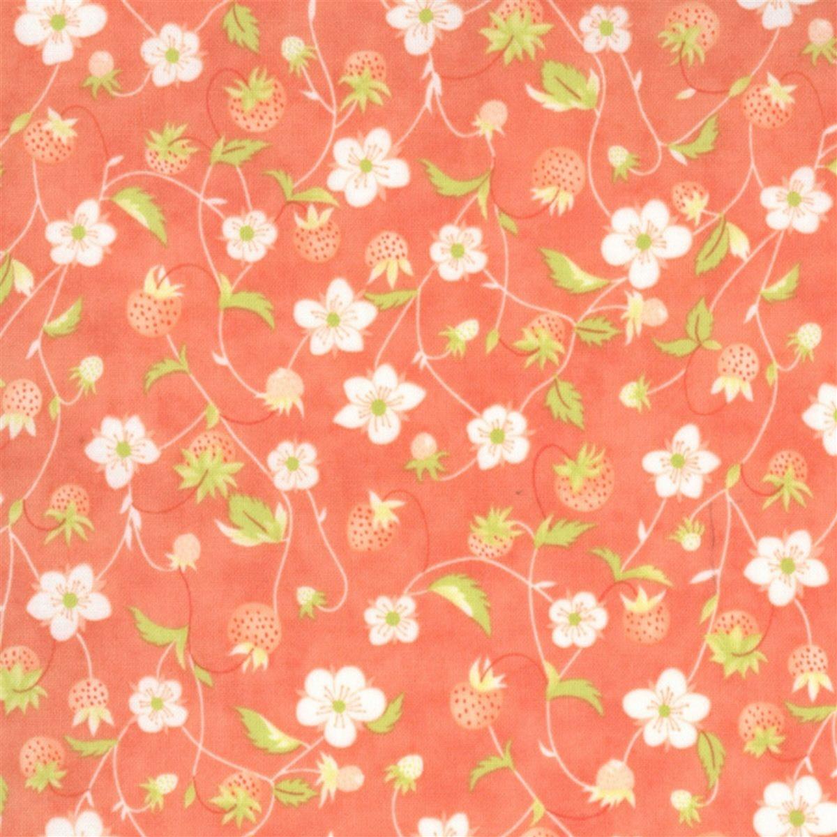 Moda Strawberries & Rhubarb in Pink Strawberry Fabric 0.5m SewingStreet