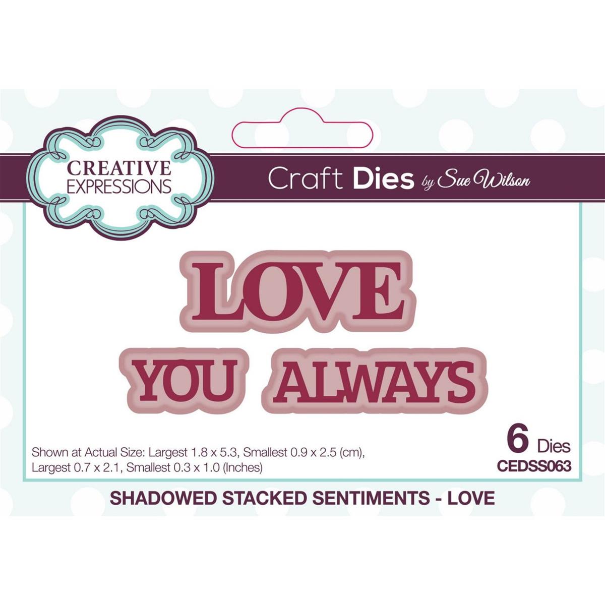 Creative Expressions Sue Wilson Love Shadowed Stacked Sentiment Craft ...