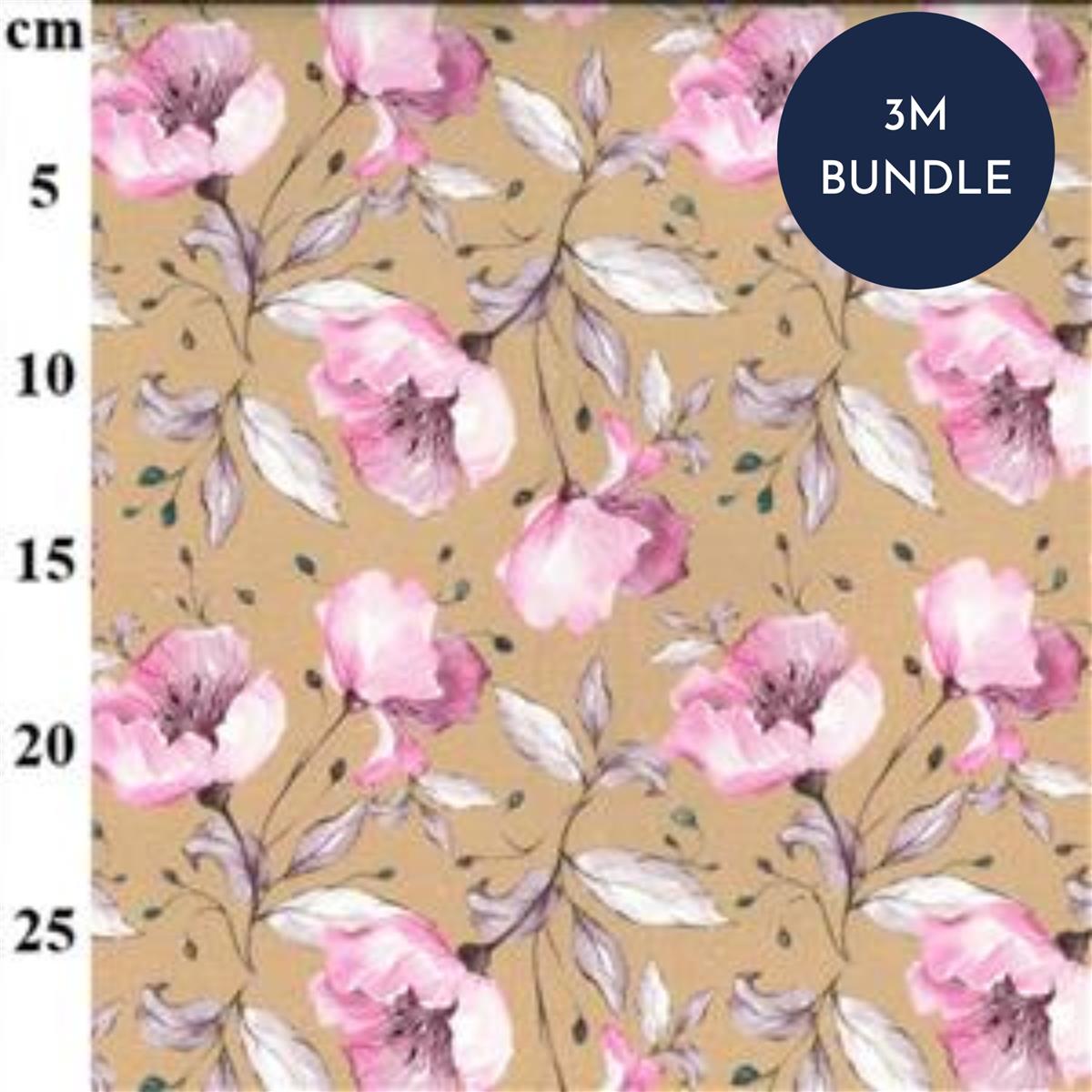 Linen-Viscose Digital Prints Sand Floral Fabric Bundle (3m) | SewingStreet