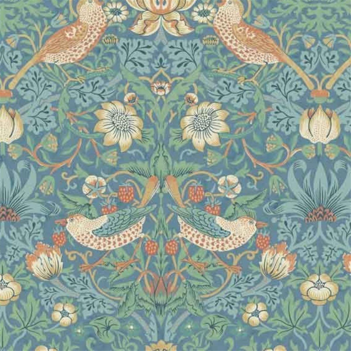 William Morris Thameside Strawberry Thief Marine Fabric 0.5m | SewingStreet