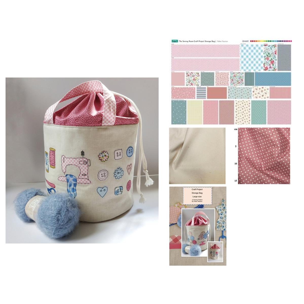 Helen Newton's Pink Craft Storage Bag Kit Instructions, Fabric Panel