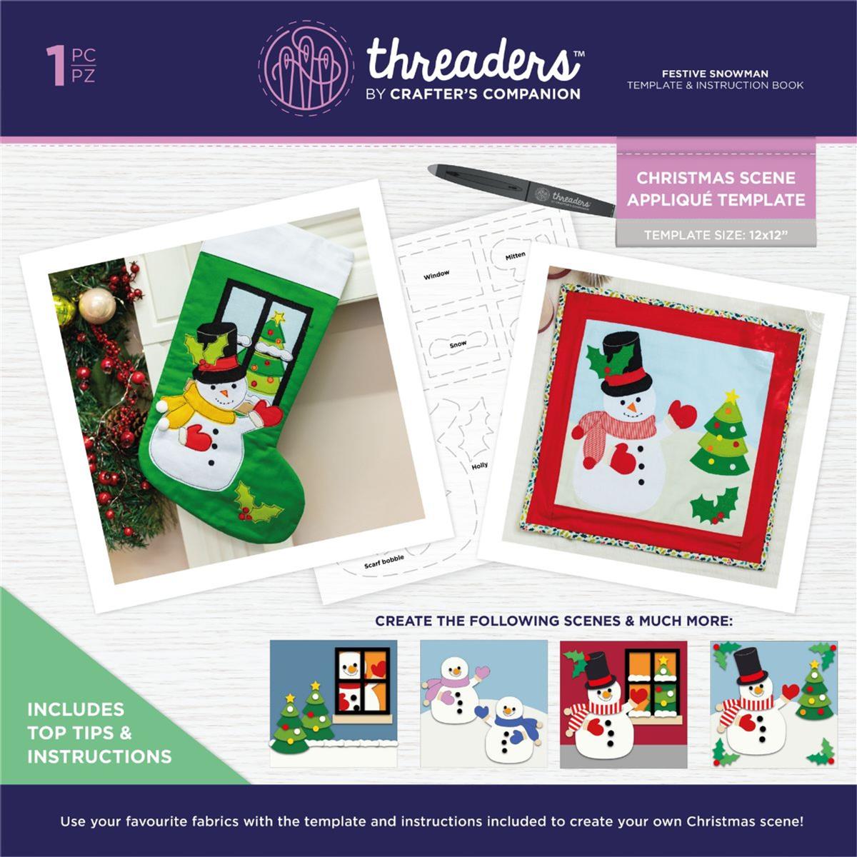 Threaders Appliqué Template Festive Snowman SewingStreet