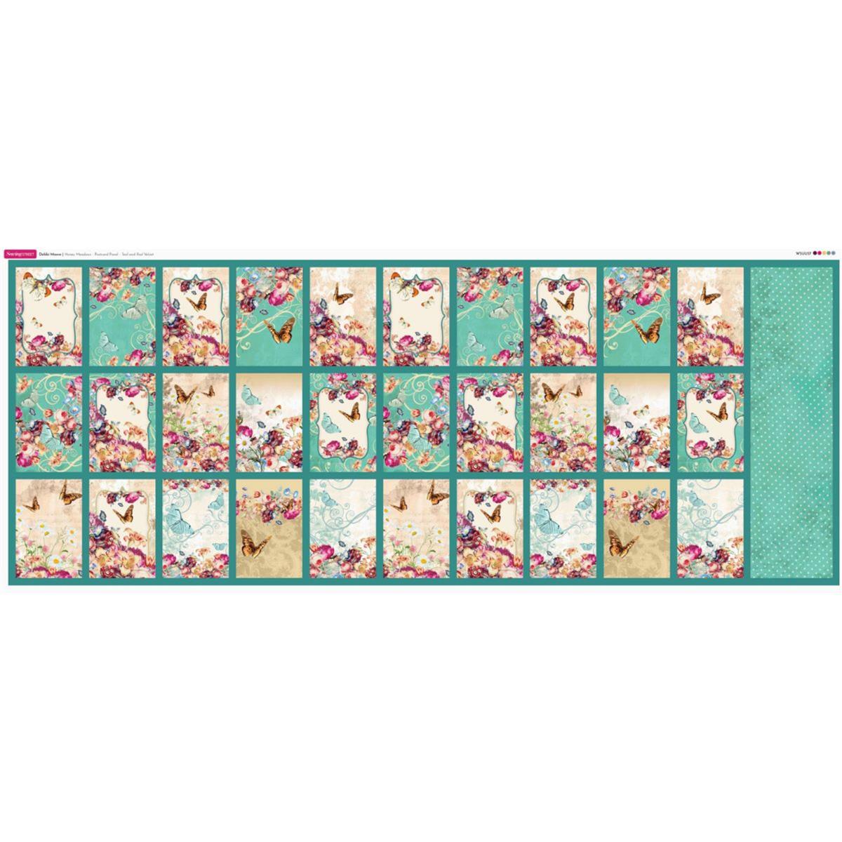 Debbi Moore Designs Honey Meadow Postcard Teal and Red Velvet Fabric ...