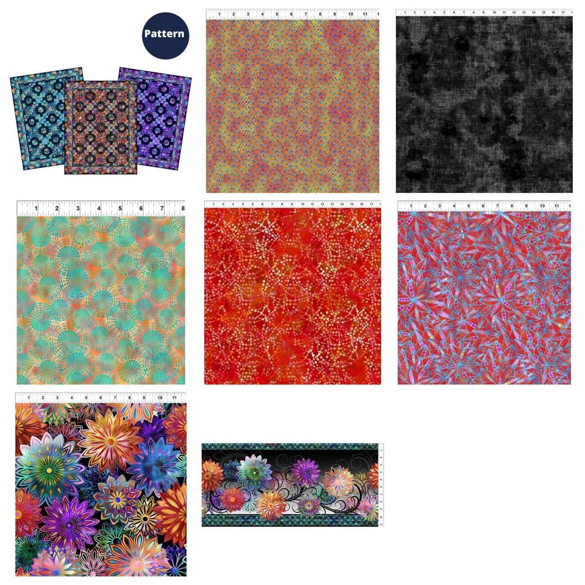 Jason Yenter The Dazzle Quilt Kit Fabric (13mts) & Pattern Multi