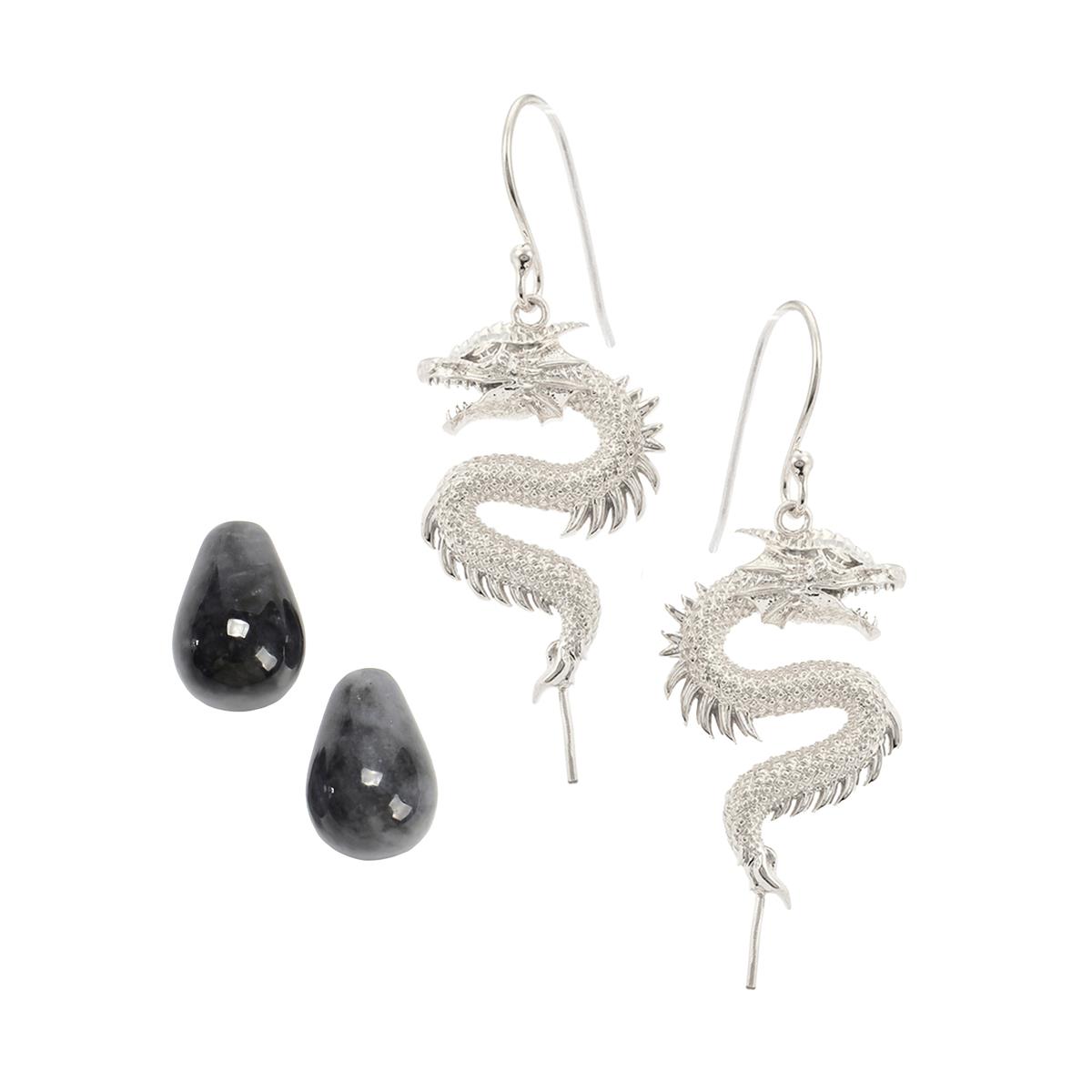 Silver sales dragon earrings