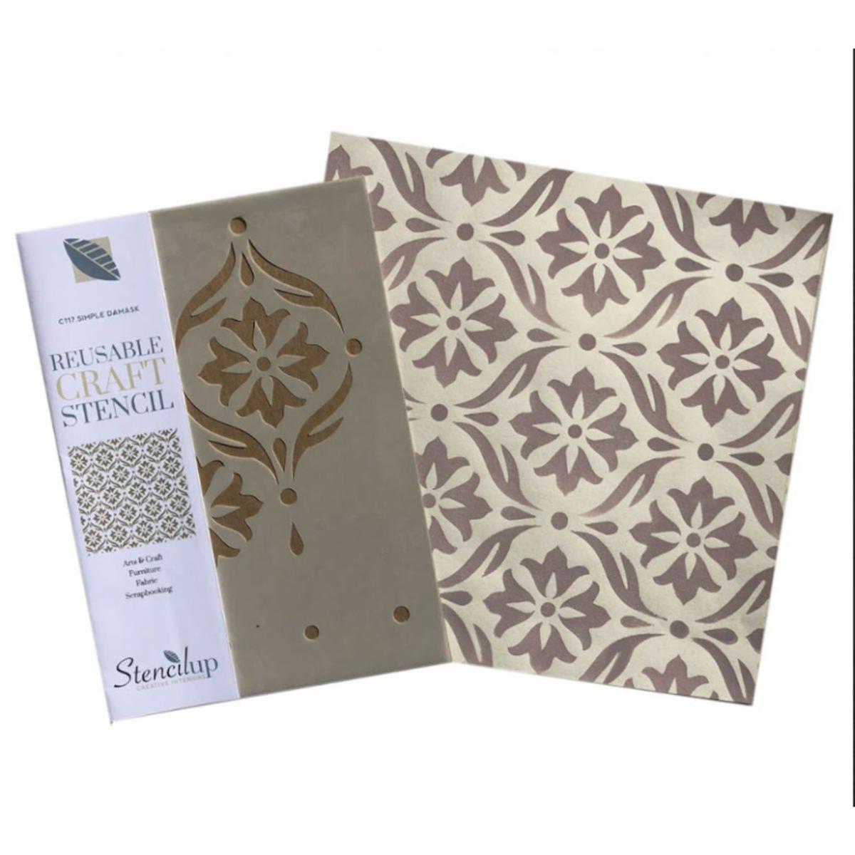 Stencil Up Simple Damask A4 Adhesive Backed Stencil SewingStreet