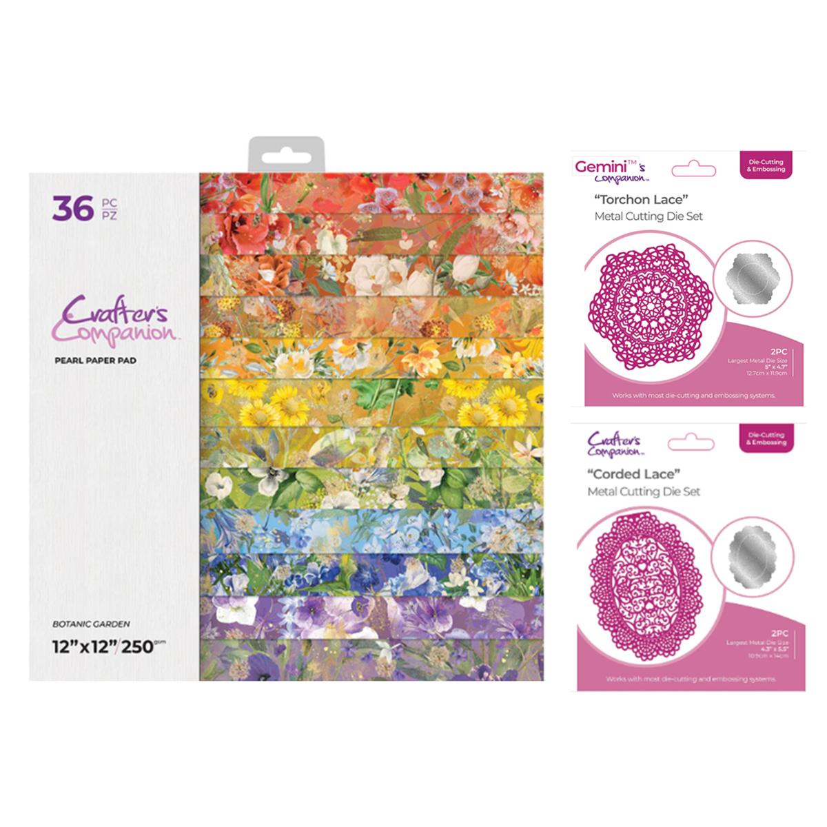 Crafter s companion 12x12 paper pad with 2 free create a card dies