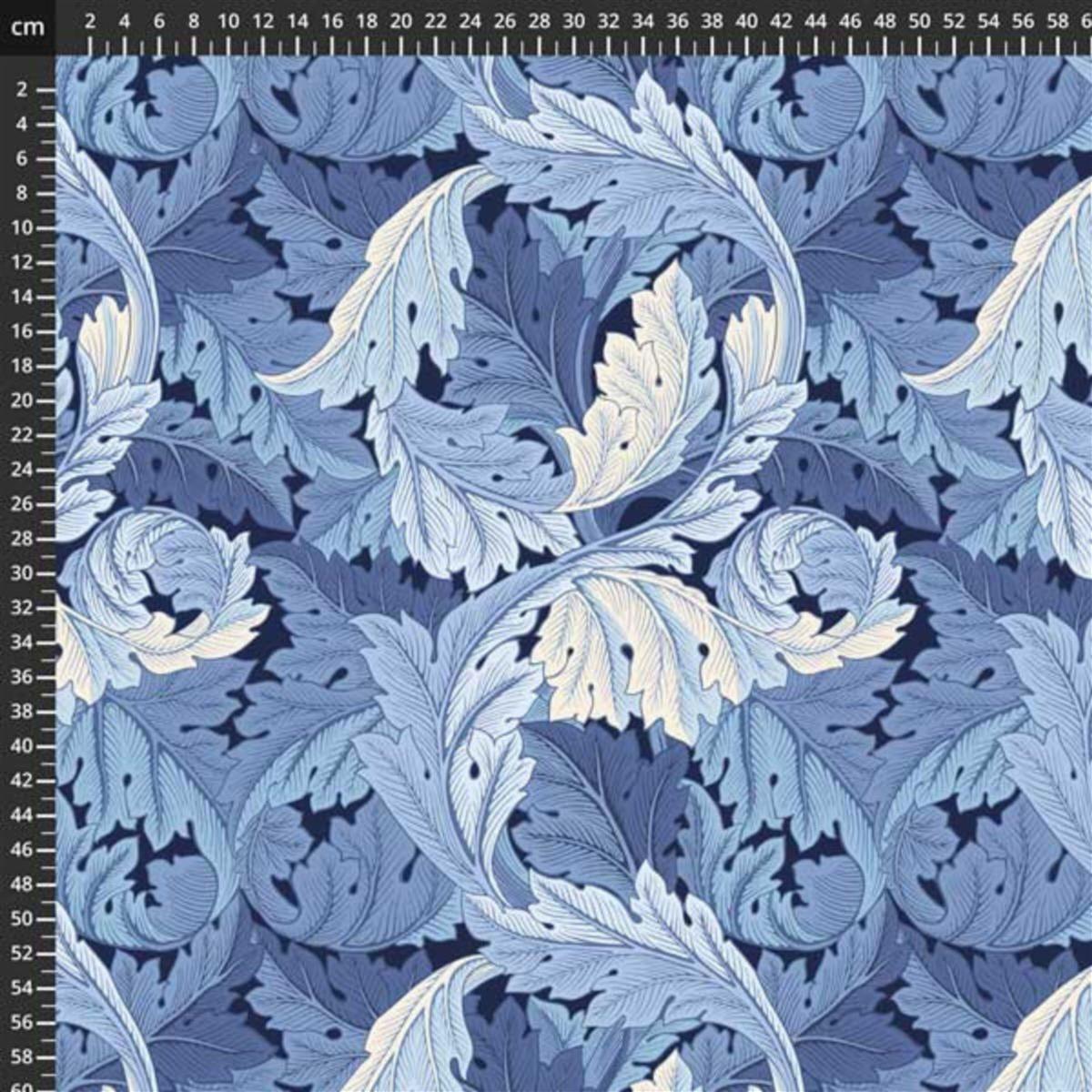 William Morris Wandle Large Acanthus Blue Fabric 0.5m | SewingStreet