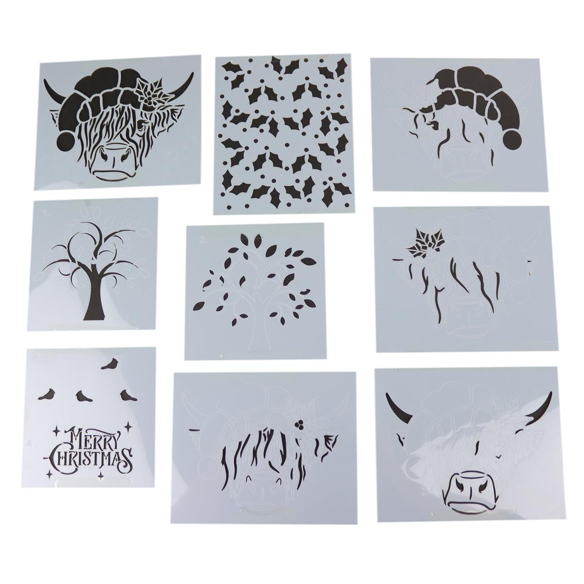 Christmas Highland Cow Stencil Kit HobbyMaker christmas-highland-cow-stencil-kit-hobbymaker