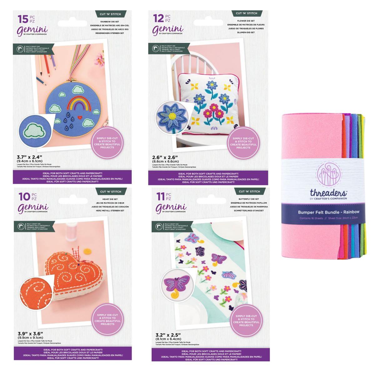 Gemini Cut N Stitch Multi Craft Dies Collection with Felt Bundle ...