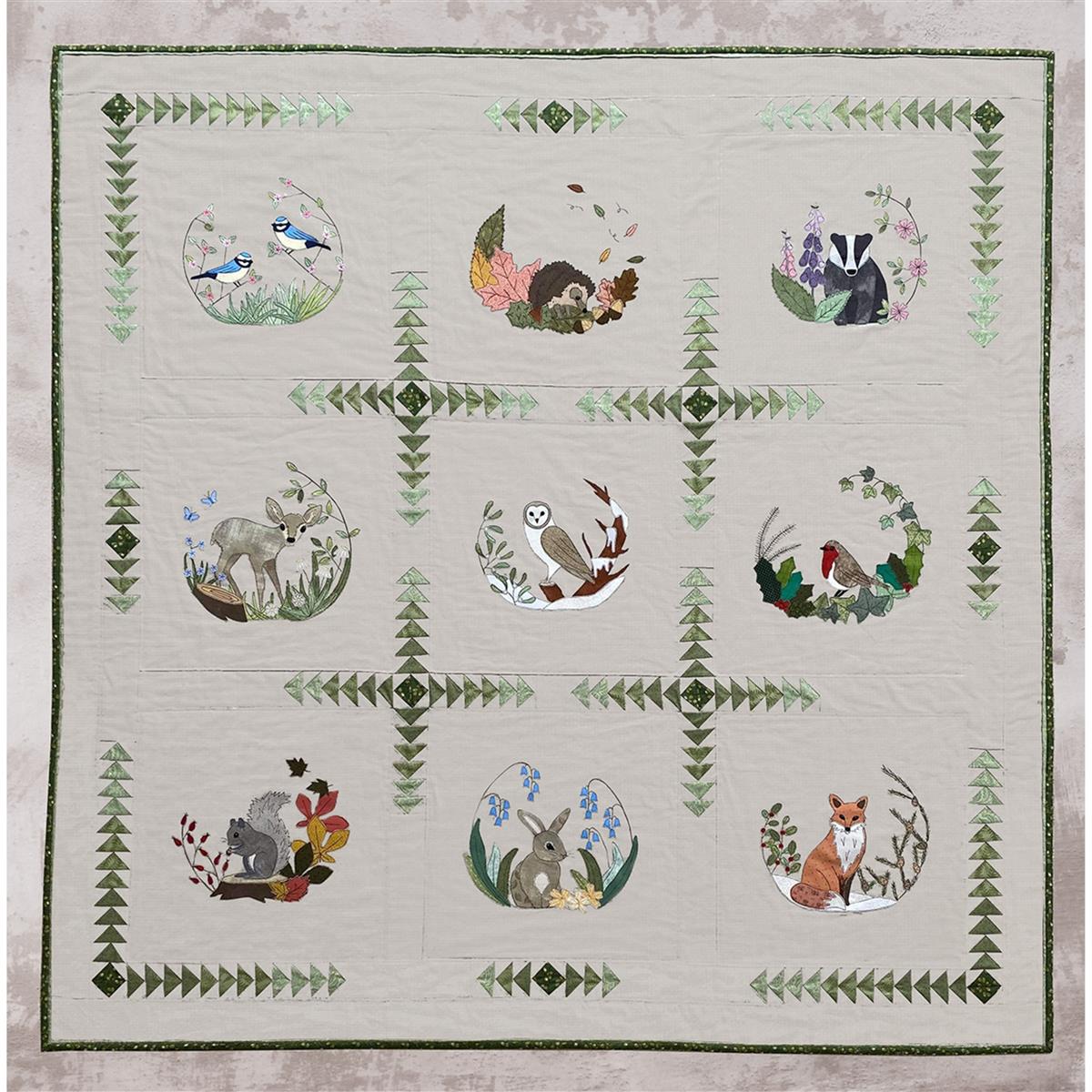 Victoria Carrington's Woodland Creature Quilt Full Kit Panels, Fabric