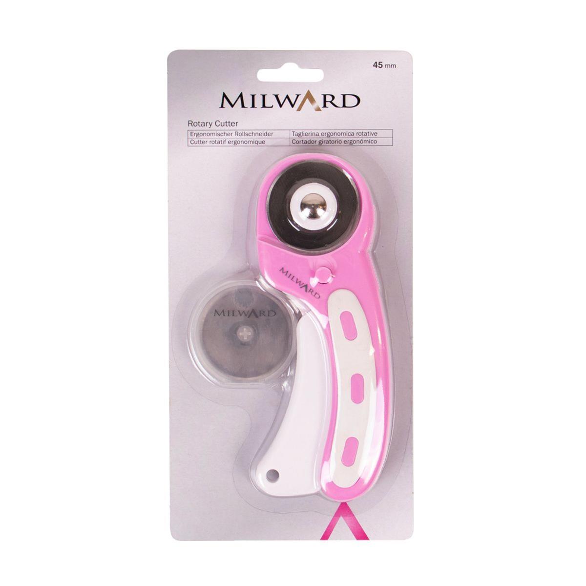 Milward Pink Rotary Cutter 45mm With Five Replacement Blades SewingStreet