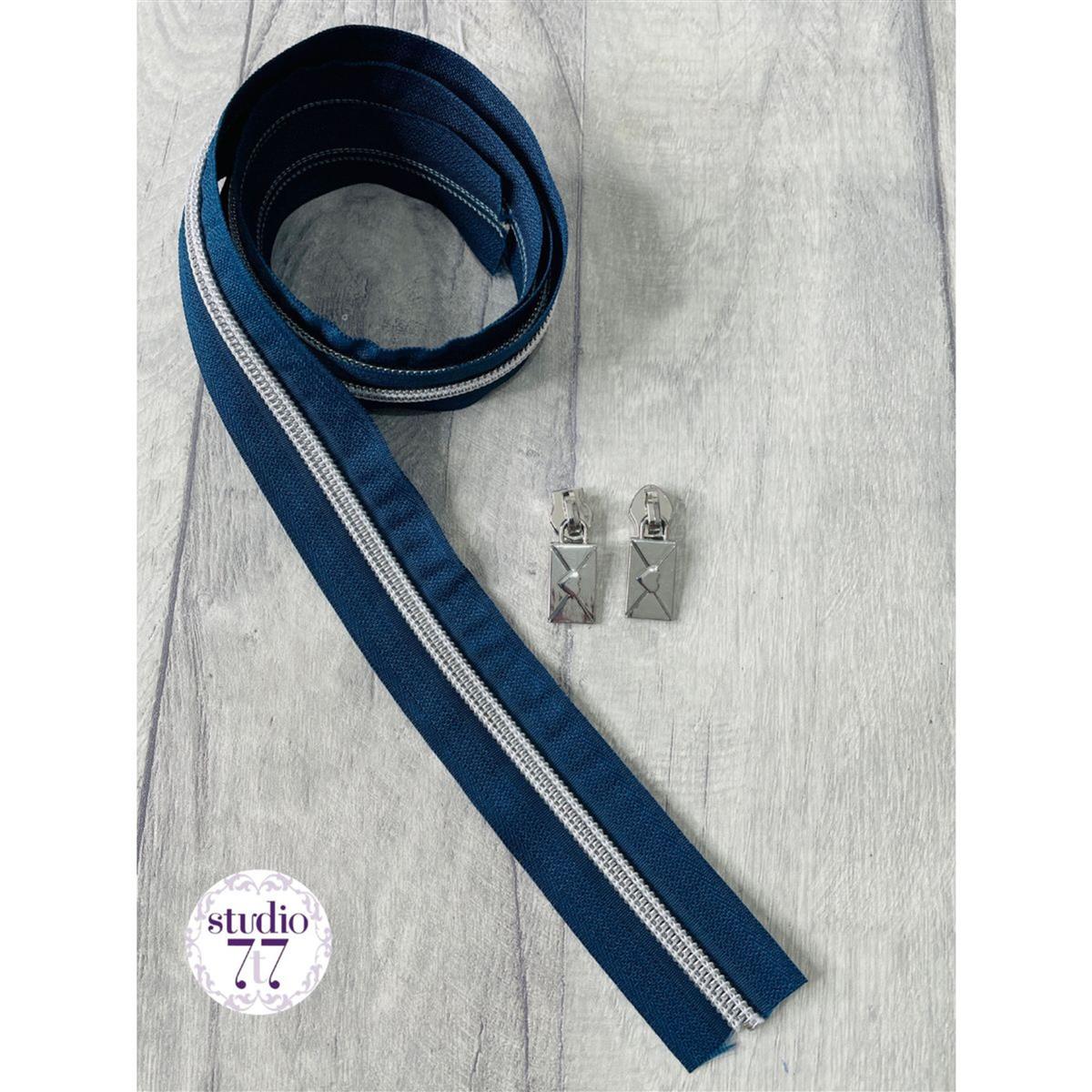 Studio 7t7 Swalk Zip Accessory 1m Navy Zip Tape 2 x Zip Pulls