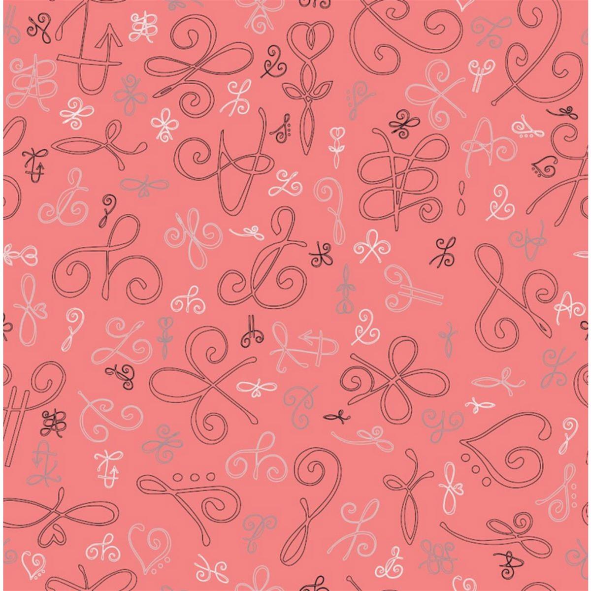 Sanntangle Positivity Symbols on Pale Rose Fabric 0.5m SewingStreet