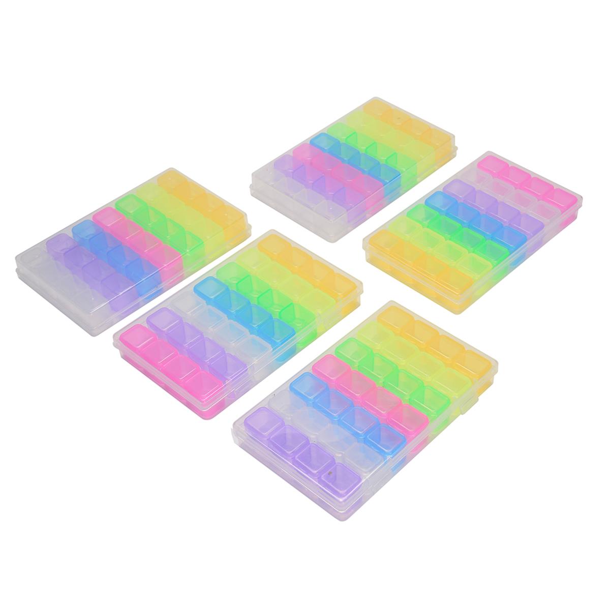 Rainbow Plastic Storage Boxes, 5pcs | JewelleryMaker