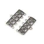 925 Sterling Silver Oxidised Multi Strand Connector Set with Marcasite, Approx 22x12mm