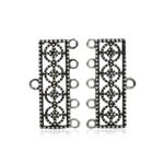 925 Sterling Silver Oxidised Multi Strand Connector Set with Marcasite, Approx 22x12mm