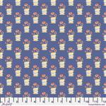 Anne Keenan Higgins Blossom Brew Collection Garden Cups Denim Fabric 0.5m