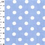 White Polka Dots on Pale Blue Cotton Poplin Fabric 0.5m
