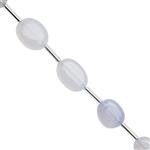 55cts Blue Chalcedony Smooth Oval Approx 11x8 to 15x11mm, 15cm Strand With Spacers