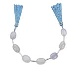 55cts Blue Chalcedony Smooth Oval Approx 11x8 to 15x11mm, 15cm Strand With Spacers