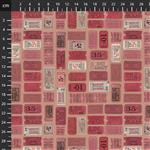 Tim Holtz Eclectic Elements Palette Digital Collection Tickets Red Fabric 0.5m
