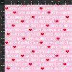 Henry Glass Gnomie Love Happy Valentine's Day Words Pink Fabric 0.5m