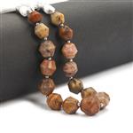 73cts Crazy Lace Agate Faceted Bicone Approx 7x8 to 10x11mm 16cm Strands With Hematite Spacers 