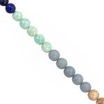 Gold Plated Base Metal, Multi Gemstone Plain Rondelles & Rounds, Blue Seed Bead Project With Downloadable Instructions By Linda Brumwell