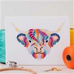 Meloca Designs Mandala Highland Cow Counted Cross Stitch Kit
