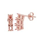 Rose Gold Plated 925 Sterling Silver Trilogy Earring Mounts (To fit Oval 4x3mm gemstone)- 1Pair